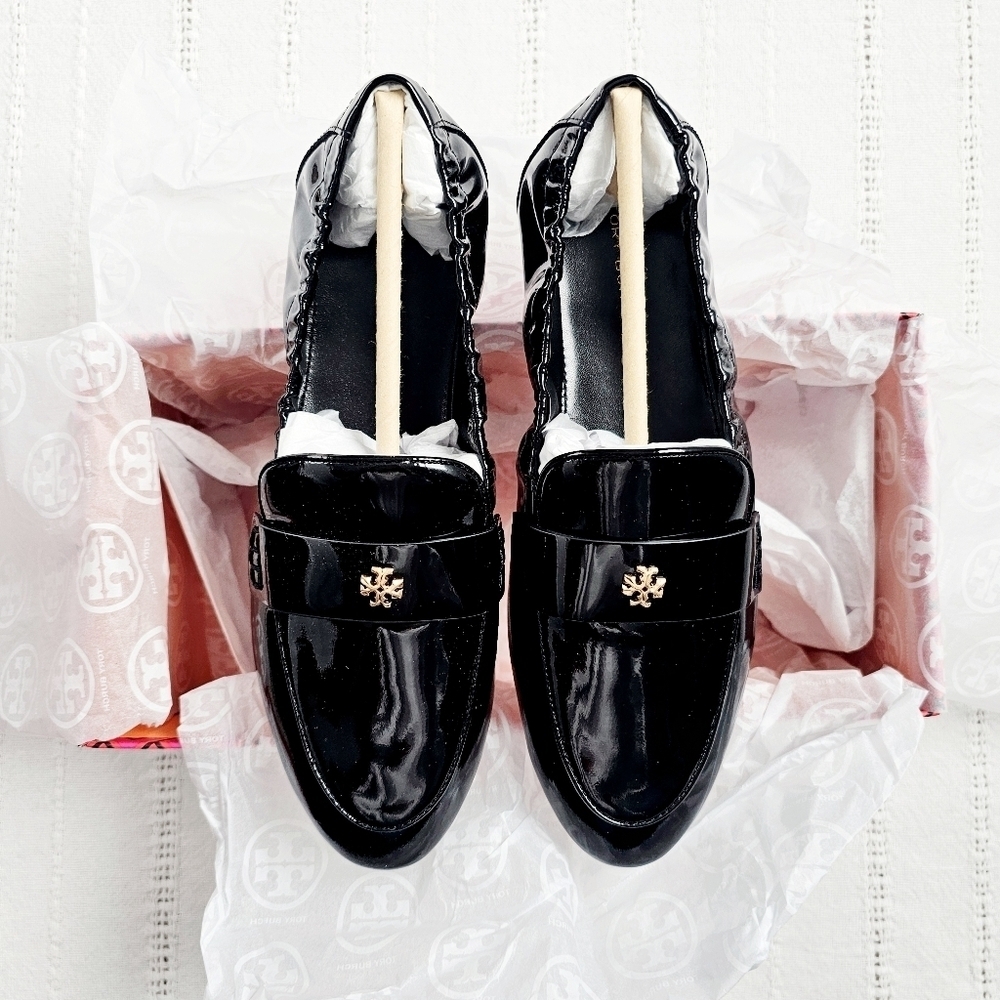 Tory Burch Patent Leather Ballet Loafers Slip On Flats Perfect Black NIB 6 - Picture 8 of 16